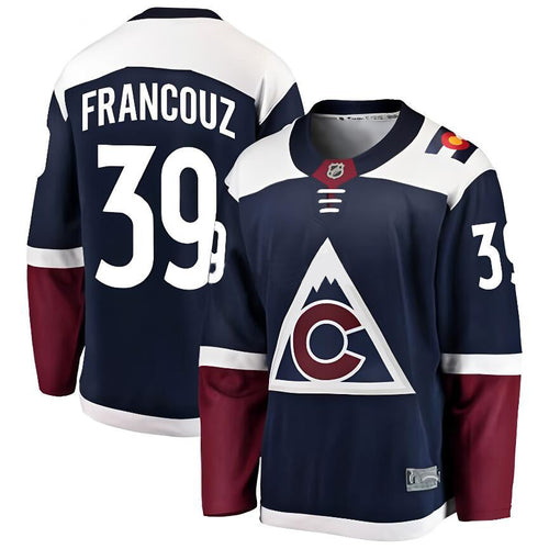 C.Avalanche #39 Pavel Francouz Player Supporters Alternate Premium Navy Hockey Jerseys hockey jersey product view 1