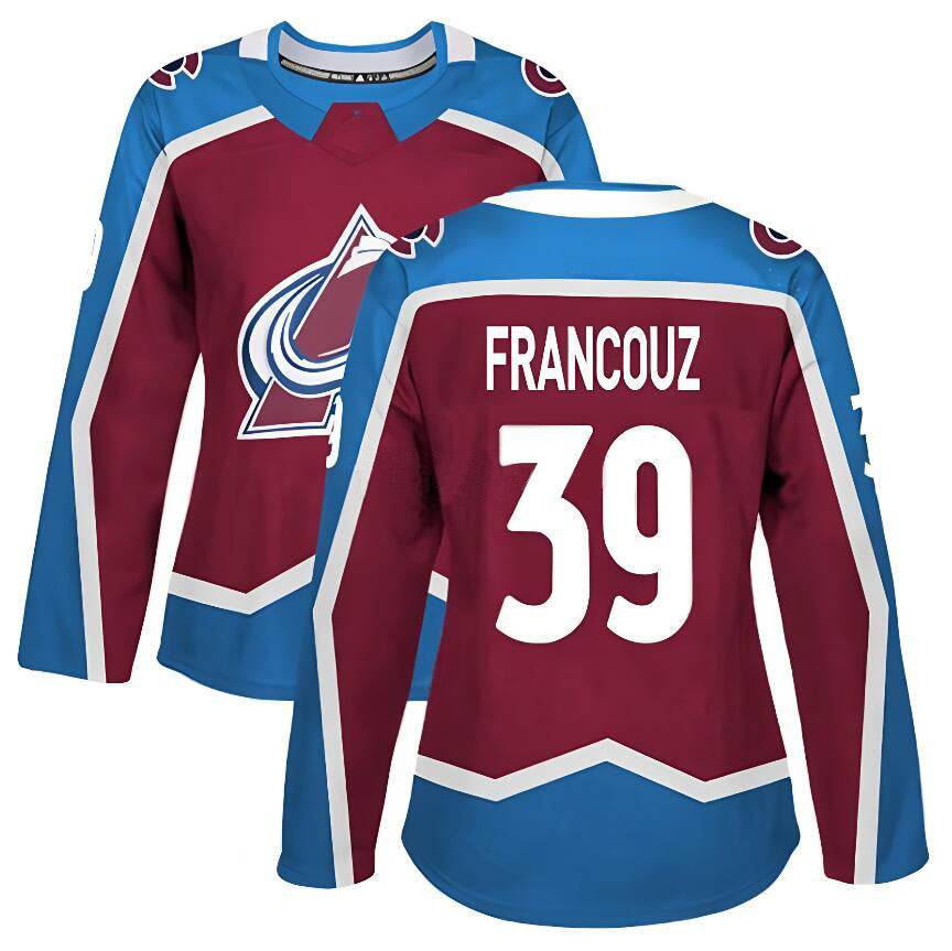 C.Avalanche #39 Pavel Francouz Player Supporters Home Premium Burgundy Hockey Jerseys hockey jersey product view 1