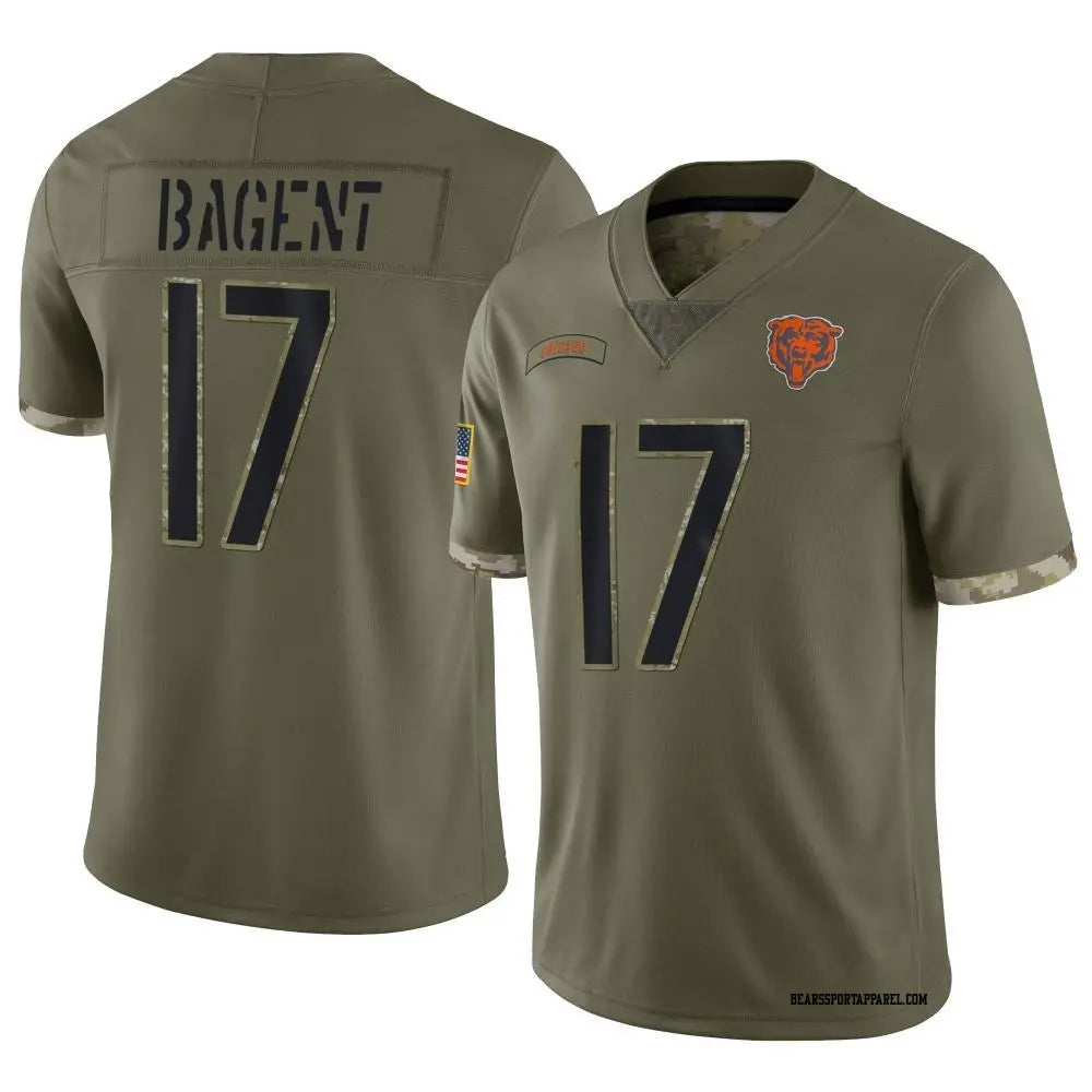 C.Bears #17 Tyson Bagent Player Salute to Service Limited Olive Football Jerseys football jersey product view 1