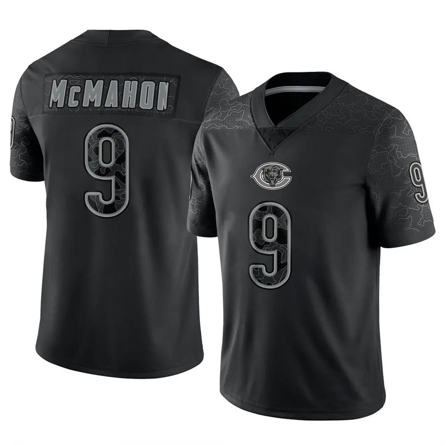 C.Bears #9 Jim McMahon Player Black RFLCTV Limited Football Jerseys football jersey product view 1