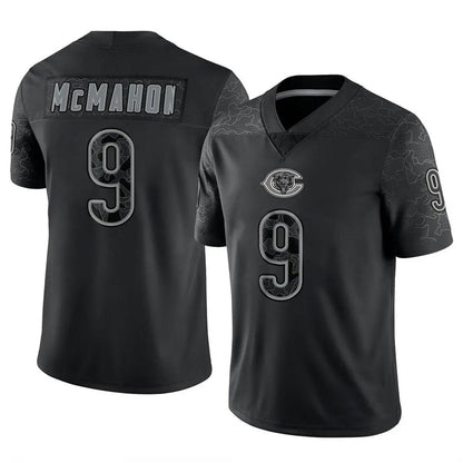 C.Bears #9 Jim McMahon Player Black RFLCTV Limited Football Jerseys football jersey product view 1