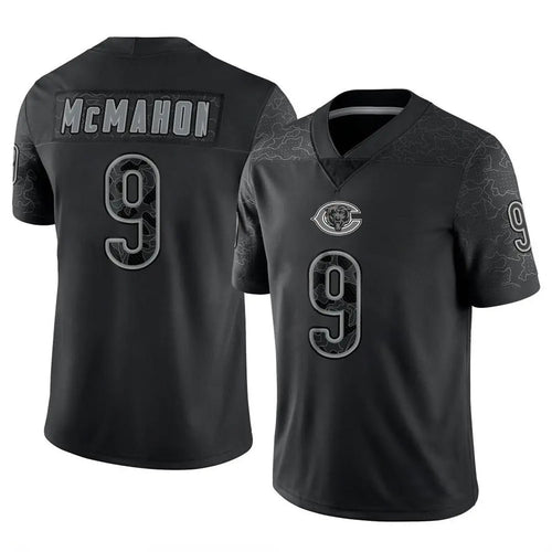 C.Bears #9 Jim McMahon Player Black RFLCTV Limited Football Jerseys football jersey product view 1
