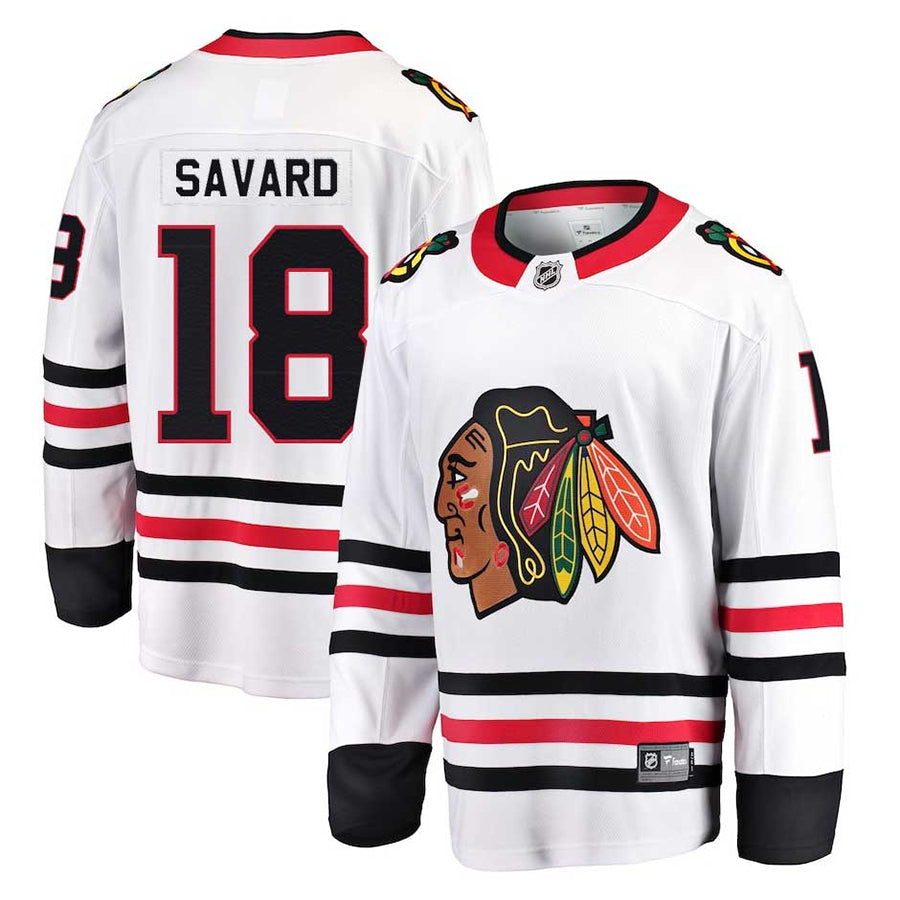 C.Blackhawks #18 Denis Savard Player Supporters White Breakaway Home Hockey Jerseys hockey jersey product view 1