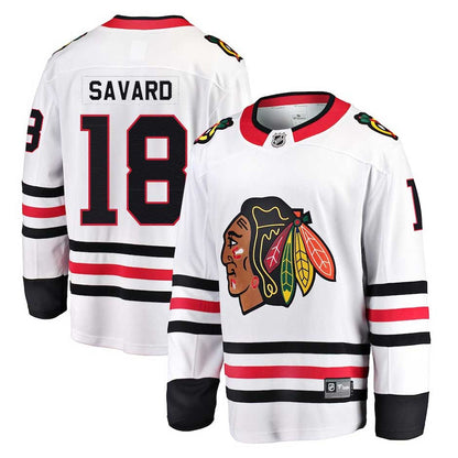 C.Blackhawks #18 Denis Savard Player Supporters White Breakaway Home Hockey Jerseys hockey jersey product view 1