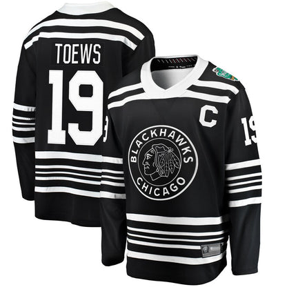 C.Blackhawks #19 Jonathan Toews Player Supporters Classic Replica Black Hockey Jerseys hockey jersey product view 1