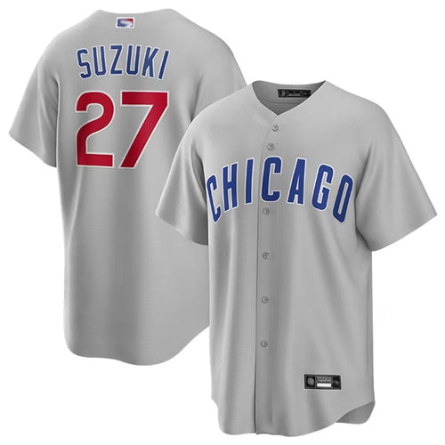 C.Cubs #27 Seiya Suzuki Player Gray Replica Game Baseball Jerseys baseball jersey product view 1