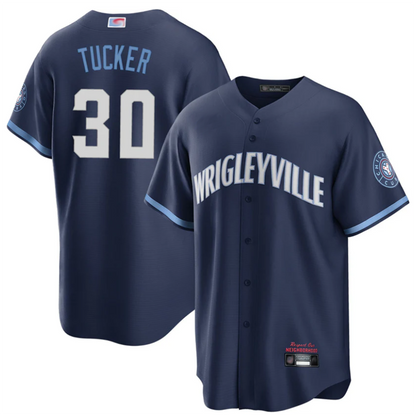 C.Cubs #30 Kyle Tucker Player Navy Home Replica Baseball Jerseys baseball jersey product view 1