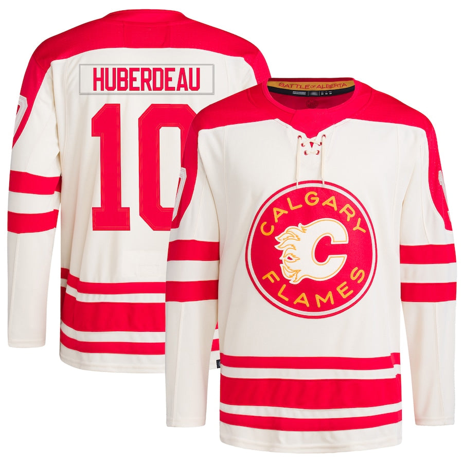 C.Flames #10 Jonathan Huberdeau Player Supporters White Heritage Classic Hockey Jerseys hockey jersey product view 1