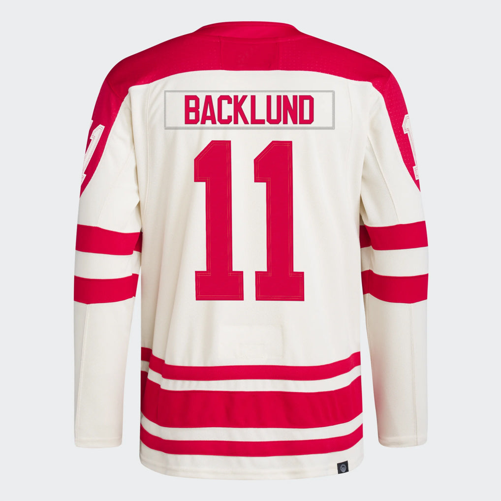 C.Flames #11 Mikael Backlund Player Supporters White Heritage Classic Hockey Jerseys hockey jersey product view 1
