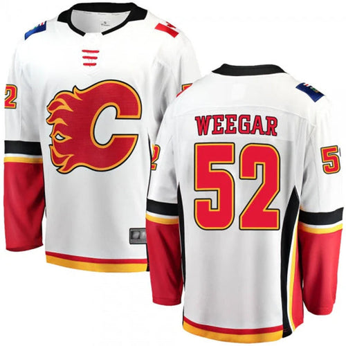 C.Flames #52 MacKenzie Weegar Player Supporters Breakaway White Hockey Jerseys hockey jersey product view 1