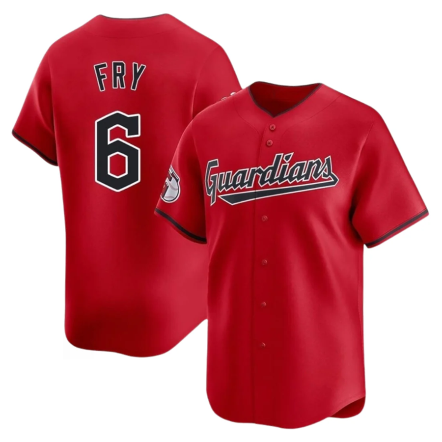 C.Guardians #6 David Fry Player Red Home Limited Game Baseball Jerseys baseball jersey product view 1