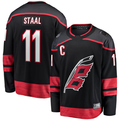 C.Hurricanes #11 Jordan Staal Player Supporters Home Captain Breakaway Black Hockey Jerseys hockey jersey product view 1