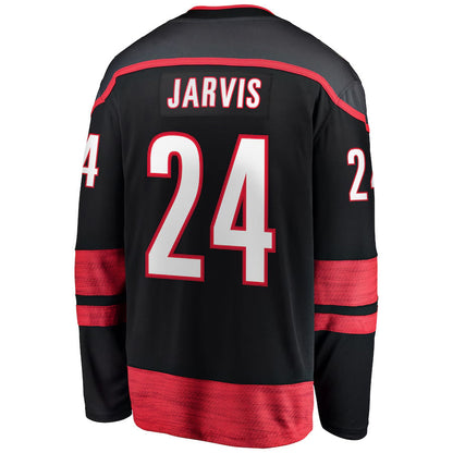 C.Hurricanes #24 Seth Jarvis Player Supporters Home Breakaway Black Hockey Jerseys hockey jersey product view 1