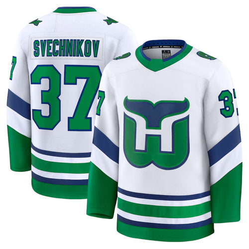 C.Hurricanes #37 Andrei Svechnikov Player Supporters Throwback Premium White Hockey Jerseys hockey jersey product view 1