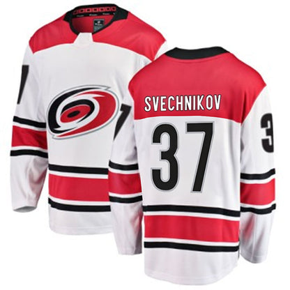C.Hurricanes #37 Andrei Svechnikov Player Supporters White Away Breakaway Hockey Jerseys hockey jersey product view 1