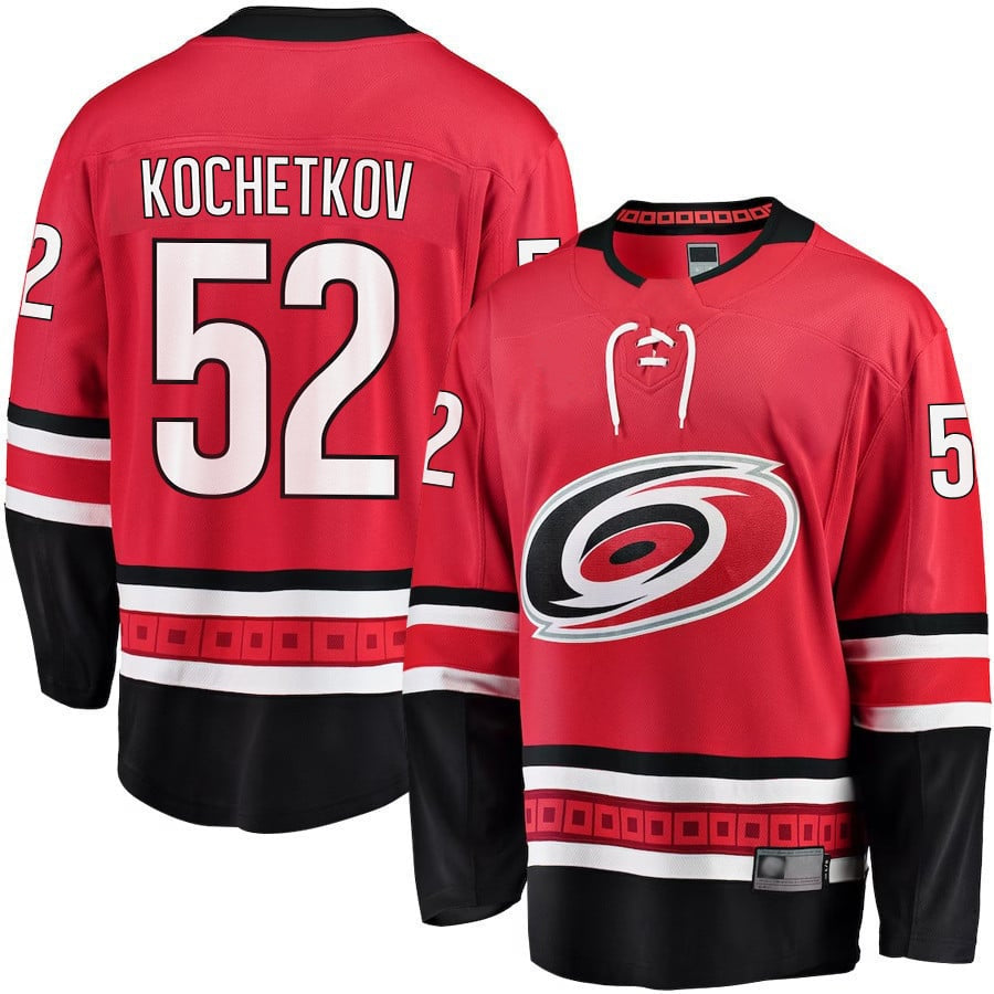 C.Hurricanes #52 Pyotr Kochetkov Player Supporters Alternate Breakaway Red Hockey Jerseys hockey jersey product view 1