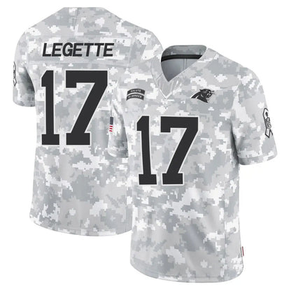 C.Panthers #17 Xavier Legette Player Salute to Service Limited Arctic Camo Football Jerseys football jersey product view 1