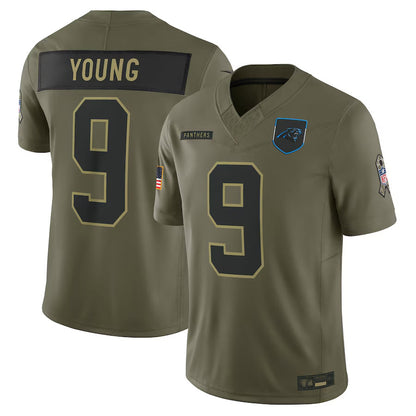 C.Panthers #9 Bryce Young Player Olive Salute to Service Limited Football Jerseys football jersey product view 2
