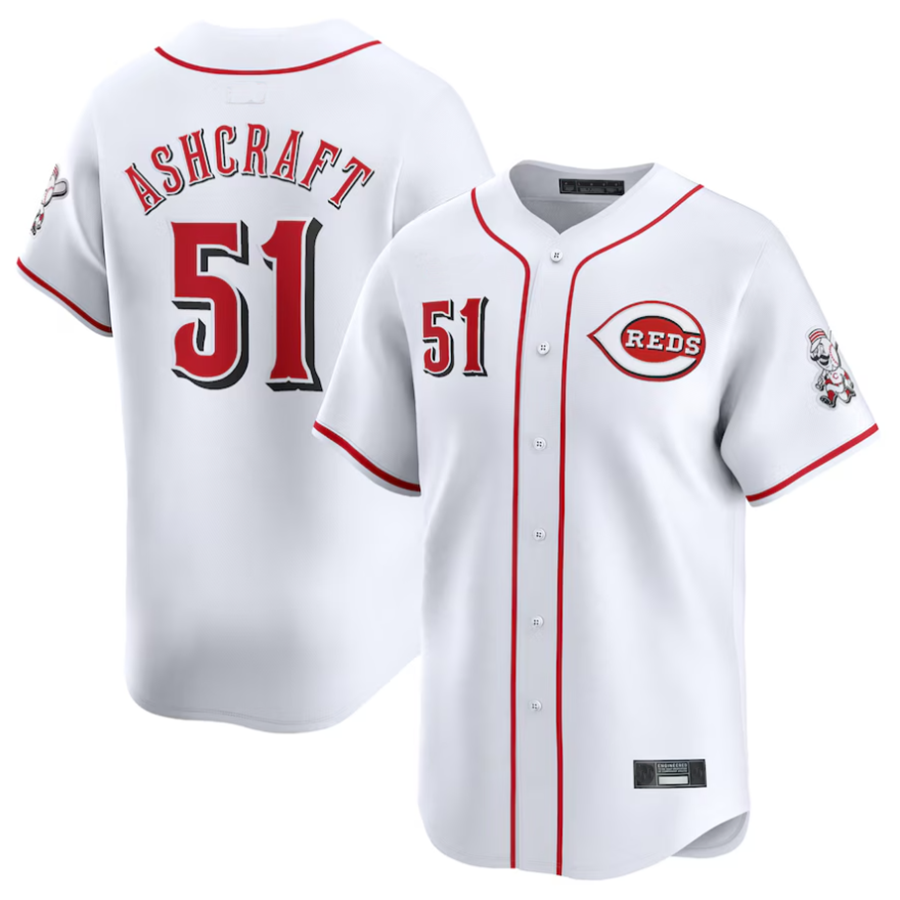 C.Reds #51 Graham Ashcraft Player White Home Limited Elite Baseball Jerseys baseball jersey product view 1