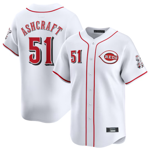 C.Reds #51 Graham Ashcraft Player White Home Limited Elite Baseball Jerseys baseball jersey product view 1