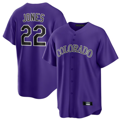 C.Rockies #22 Nolan Jones Player Purple Alternate Replica Baseball Jerseys baseball jersey product view 1