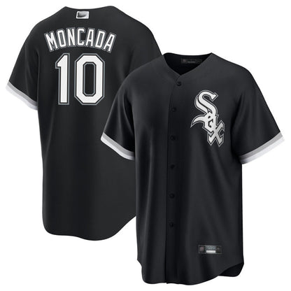C.White Sox #10 Yoan Moncada Player Black Replica Baseball Jerseys baseball jersey product view 1