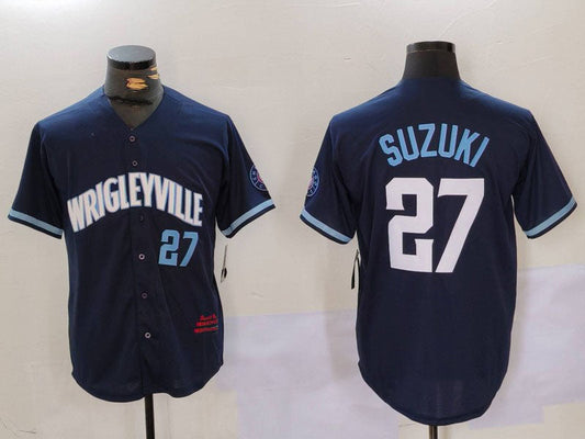 #27 Seiya Suzuki Player C.Cubs Navy City Connect Stitched Baseball Jerseys baseball jersey product view 1