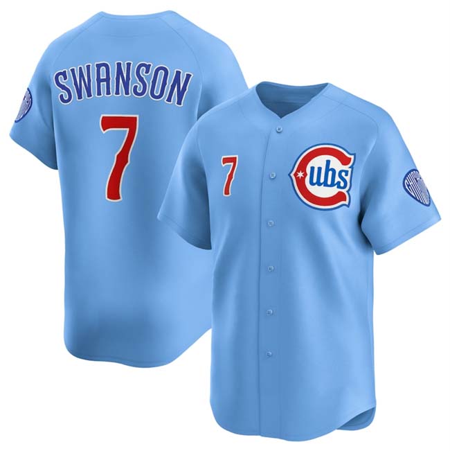 C.Cubs #7 Dansby Swanson Player Blue 2024-25 2nd Alternate Limited Stitched Baseball Jerseys baseball jersey product view 1