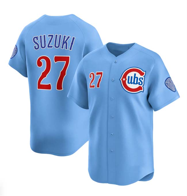 C.Cubs #27 Seiya Suzuki Player Blue 2024-25 2nd Alternate Limited Stitched Baseball Jerseys baseball jersey product view 1