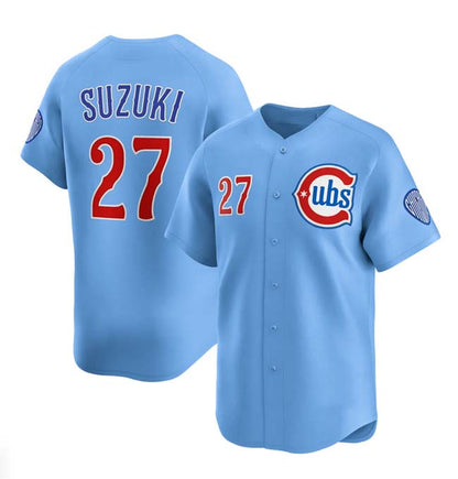 C.Cubs #27 Seiya Suzuki Player Blue 2024-25 2nd Alternate Limited Stitched Baseball Jerseys baseball jersey product view 1