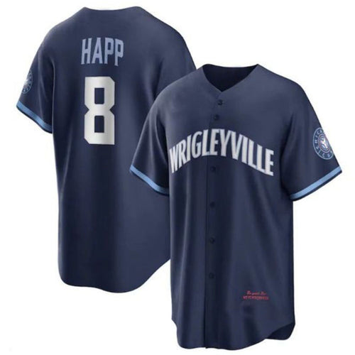 #8 Ian Happ City Player C.Cubs Connect Replica Navy Baseball Jerseys baseball jersey product view 1