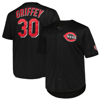 C.Reds #30 Ken Griffey Jr. Player Mitchell & Ness Black Big & Tall Cooperstown Collection Batting Practice Replica Baseball Jerseys baseball jersey product view 1
