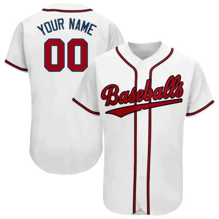 Custom A.Braves Personalized Button Down Stitched Baseball Jerseys baseball jersey product view 1