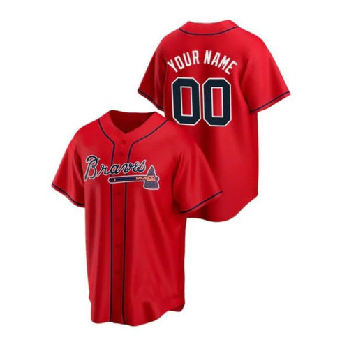 Custom A.Braves Red Game Stitched Baseball Jerseys baseball jersey product view 1