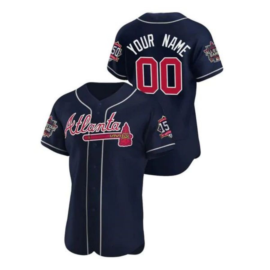 Custom A.Braves Stitched Navy-Red Elite Baseball Jerseys baseball jersey product view 1