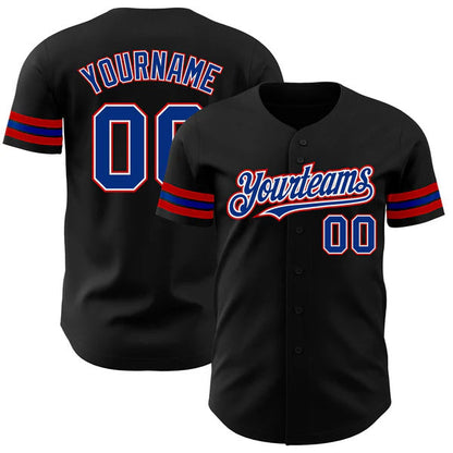 Custom Black Royal-Red Authentic Baseball Jersey baseball jersey product view 1