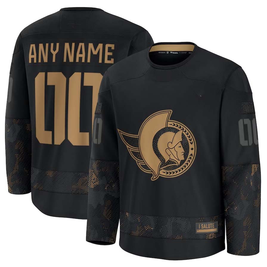 Custom O.Senators Supporters Long Sleeve Game Jersey - Black Stitched American Hockey Jerseys hockey jersey product view 1