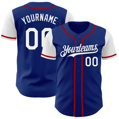 Custom Royal White-Red Authentic Two Tone Baseball Jersey baseball jersey product view 1