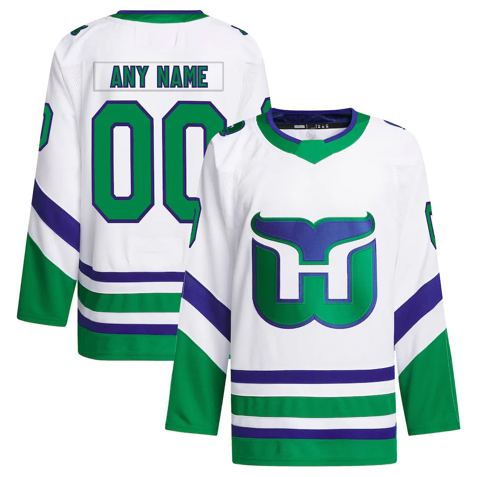 Custom C.Hurricanes Supporters Whalers Premier Breakaway White Hockey Jerseys hockey jersey product view 1