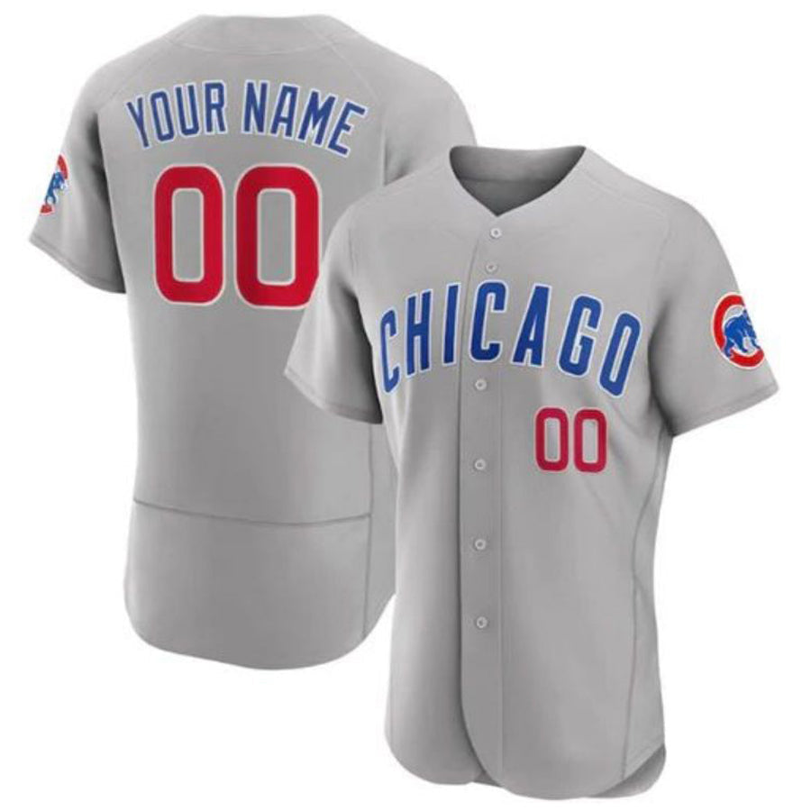 Custom C.Cubs Gray Road Authentic Elite Baseball Jerseys baseball jersey product view 1