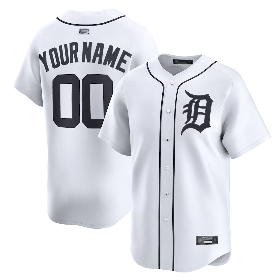 Custom D.Tigers White Home Limited Baseball Jerseys baseball jersey product view 1