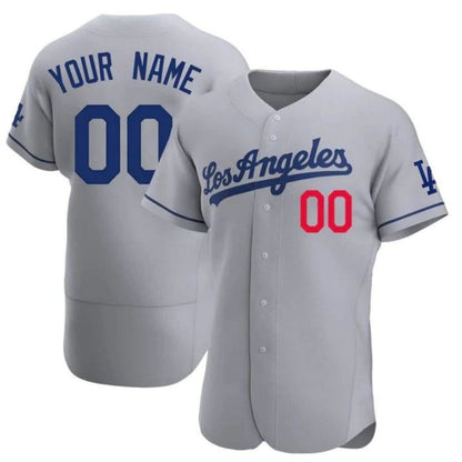 Custom LA.Dodgers Grey Elite Stitched Baseball Jerseys baseball jersey product view 1