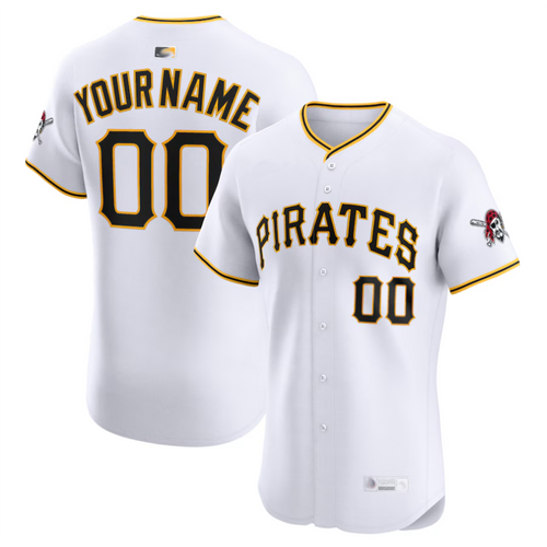 Custom P.Pirates White Home Replica Baseball Jerseys baseball jersey product view 1