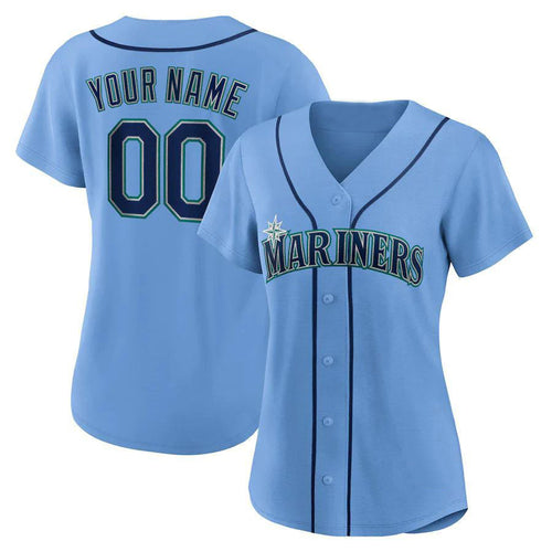 Custom S.Mariners Blue Replica Baseball Jerseys baseball jersey product view 1