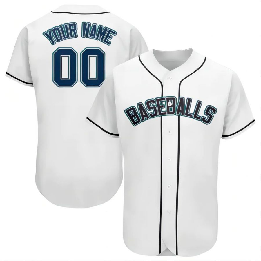 Custom S.Mariners Stitched Personalized Button Down Baseball Jerseys baseball jersey product view 1