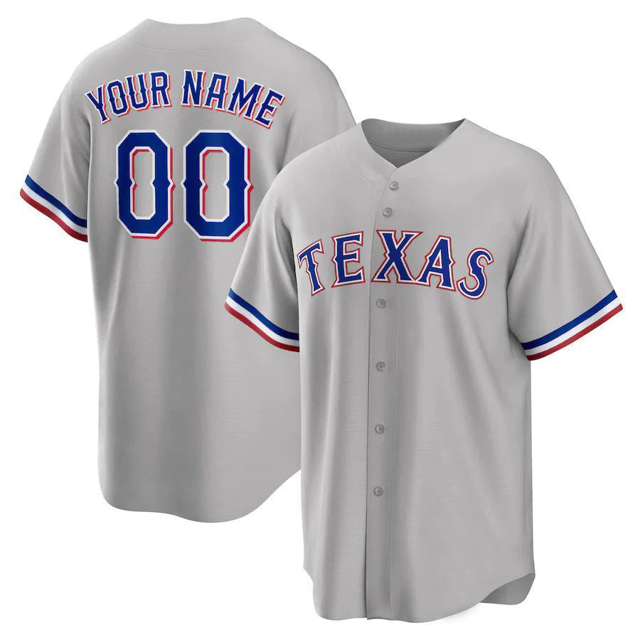 Custom T.Rangers Gray Road Replica Baseball Jerseys baseball jersey product view 1