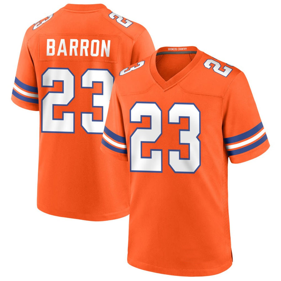 D.Broncos #23 Jahdae Barron Player Orange Collection Throwback Football Jerseys football jersey product view 1