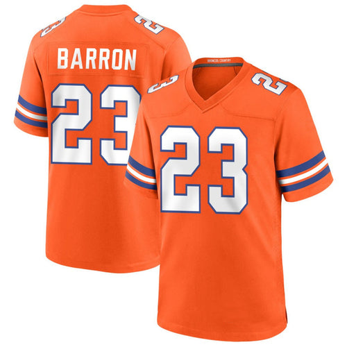 D.Broncos #23 Jahdae Barron Player Orange Collection Throwback Football Jerseys football jersey product view 1