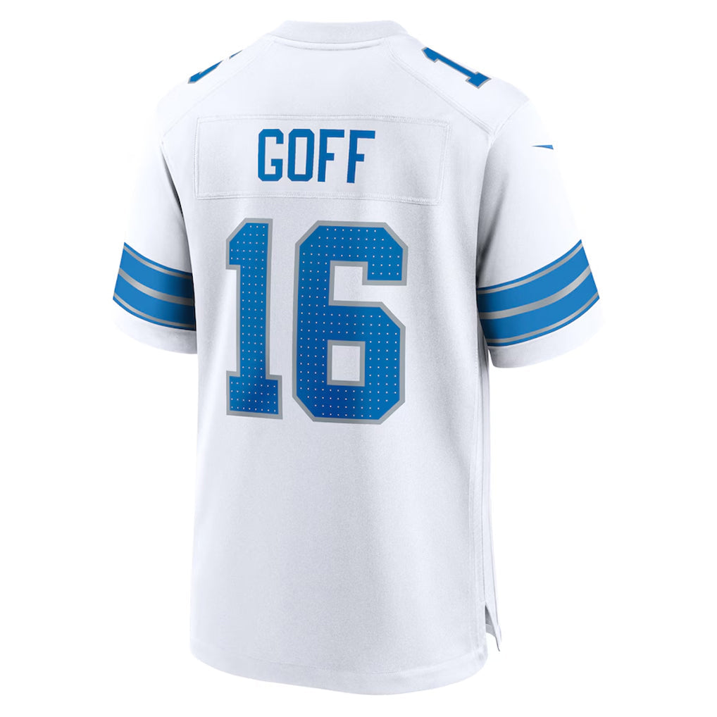 D.Lions #16 Jared Goff Player White Home Game Football Jerseys football jersey product view 1