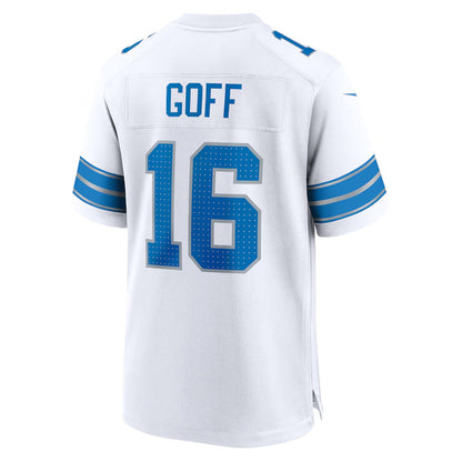 D.Lions #16 Jared Goff Player White Home Game Football Jerseys football jersey product view 1
